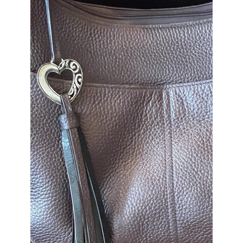 Brighton Barbados  Pebbled Leather Hobo Shoulder Handbag Braided Strap